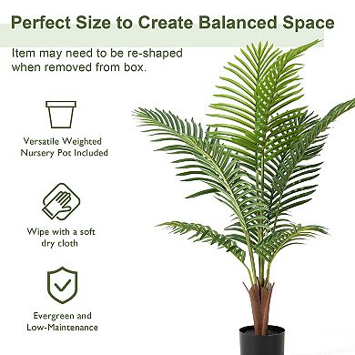 Glitzhome Artificial Areca Palm Tree - 3.6ft Faux Tropical Palm Plant With 4 Trunks In Pot