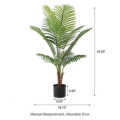 Glitzhome Artificial Areca Palm Tree - 3.6ft Faux Tropical Palm Plant With 4 Trunks In Pot