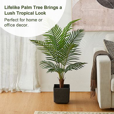 Glitzhome Artificial Areca Palm Tree - 3.6ft Faux Tropical Palm Plant With 4 Trunks In Pot