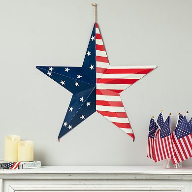 Glitzhome 30.75"h Metal Patriotic Star Yardstake