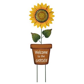 Glitzhome Metal Garden Stake, Sunflower Yard Sign Stake