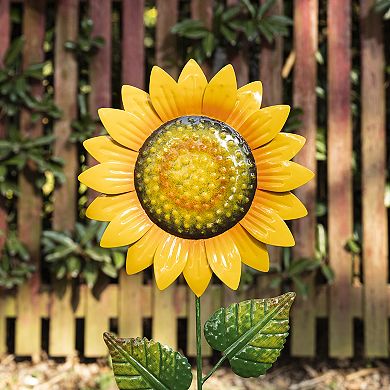 Glitzhome Metal Garden Stake, Sunflower Yard Sign Stake