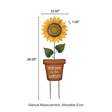 Glitzhome Metal Garden Stake, Sunflower Yard Sign Stake