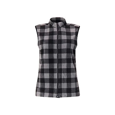 Women's Heat Holders Veronica Original Super Brushed Fleece Double Zipper Plaid Vest