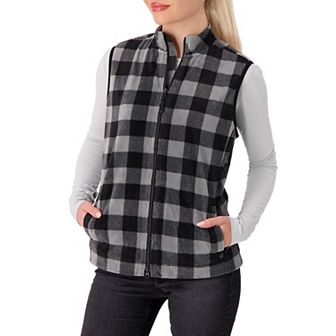 Women's Heat Holders Veronica Original Super Brushed Fleece Double Zipper Plaid Vest