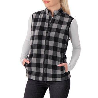 Women's Heat Holders Veronica Original Super Brushed Fleece Double Zipper Plaid Vest