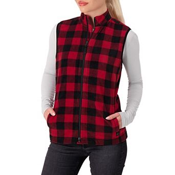 Women's Heat Holders Veronica Original Super Brushed Fleece Double Zipper Plaid Vest
