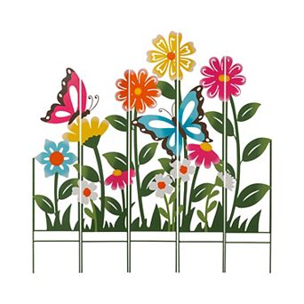 Glitzhome 40 Inch Garden Stakes, Flower Butterfly Yard Sign Stake