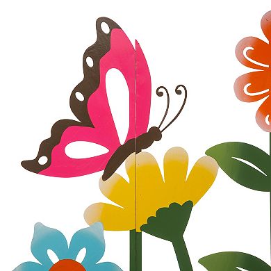 Glitzhome 40 Inch Garden Stakes, Flower Butterfly Yard Sign Stake