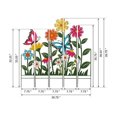 Glitzhome 40 Inch Garden Stakes, Flower Butterfly Yard Sign Stake