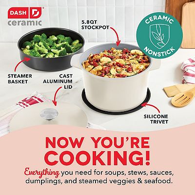 Dash SmartStore Ceramic 5.8 qt. MultiPot Steamer 4 piece Set