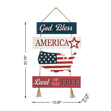 Glitzhome 20.75"h Patriotic Wall Hanging Decor