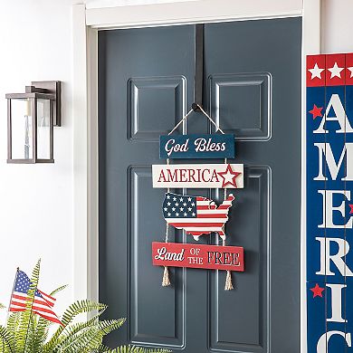 Glitzhome 20.75"h Patriotic Wall Hanging Decor