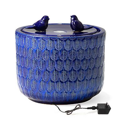 Glitzhome Outdoor Ceramic Garden Water Fountain With Led Lights