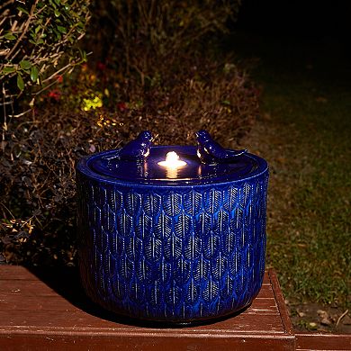 Glitzhome Outdoor Ceramic Garden Water Fountain With Led Lights