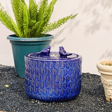 Glitzhome Outdoor Ceramic Garden Water Fountain With Led Lights