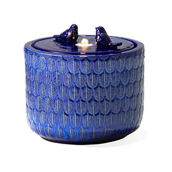 Glitzhome Outdoor Ceramic Garden Water Fountain With Led Lights