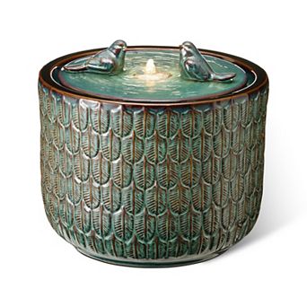 Glitzhome Outdoor Ceramic Garden Water Fountain With Led Lights