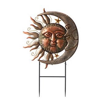 Glitzhome Metal Garden Stake, Sun And Moon Yard Sign Stake