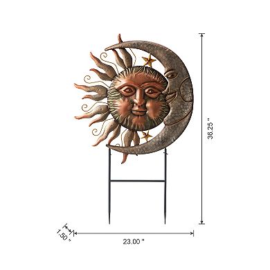 Glitzhome Metal Garden Stake, Sun And Moon Yard Sign Stake