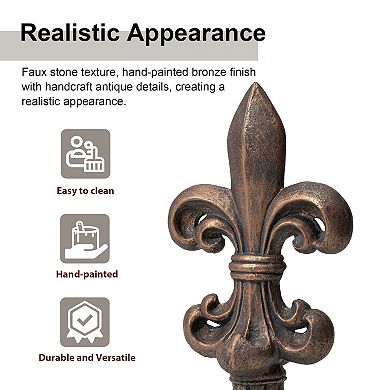 Glitzhome Fleur De Lis Garden Statue Mgo Outdoor Decration, 21.25" H