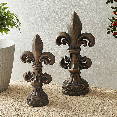 Glitzhome Fleur De Lis Garden Statue Mgo Outdoor Decration, 21.25" H
