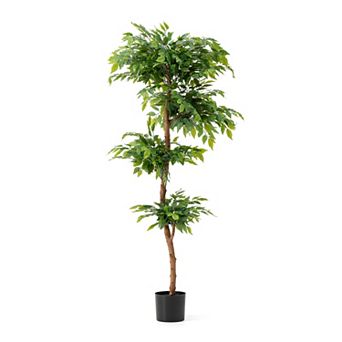 Glitzhome 5ft Artificial Ficus Tree In Pot