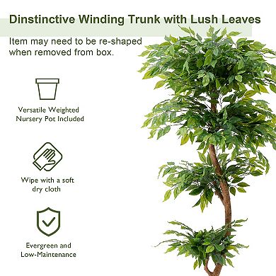 Glitzhome 5ft Artificial Ficus Tree In Pot