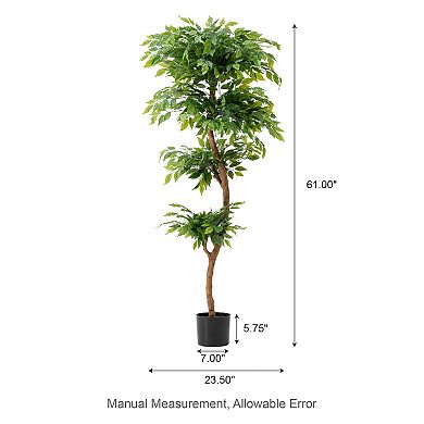 Glitzhome 5ft Artificial Ficus Tree In Pot