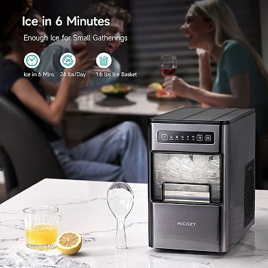 Hicozy Countertop Bullet Ice Maker, Ice In 6 Mins, 24 Lbs/day