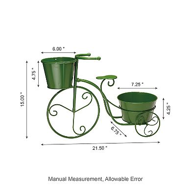 Glitzhome Hand Painted Metal Tricycle Plant Stand