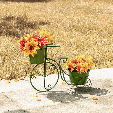 Glitzhome Hand Painted Metal Tricycle Plant Stand