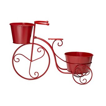 Glitzhome Hand Painted Metal Tricycle Plant Stand