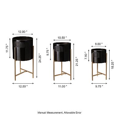 Glitzhome Set Of 3 Mid Century Plant Stand With Pot