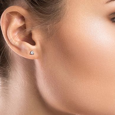 Bella Uno Worn Gold Cubic Zirconia Stud & Pink Pressed Flower Heart Dangle Earring 2-piece Set