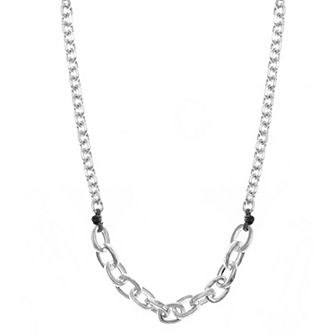 Bella Uno Worn Silver Bold Link Chain Necklace