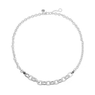 Bella Uno Worn Silver Bold Link Chain Necklace