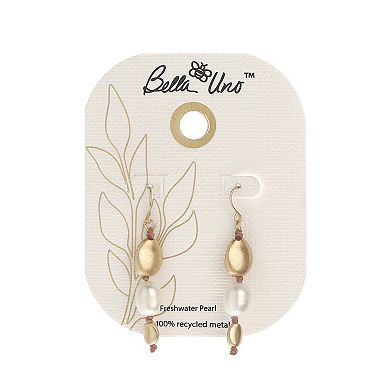 Bella Uno Worn Gold Bean & Freshwater Cultured Pearl Dangle Earrings