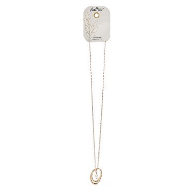 Bella Uno Worn Gold Freshwater Cultured Pearl Oval Pendant Necklace