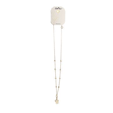 Bella Uno Worn Gold Bee & Flower Charm Necklace