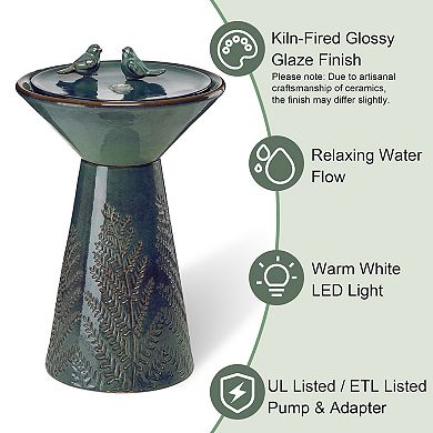 Glitzhome Outdoor Garden Water Fountain With Led Lights