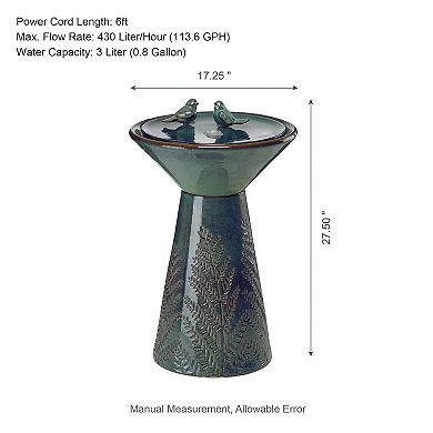Glitzhome Outdoor Garden Water Fountain With Led Lights