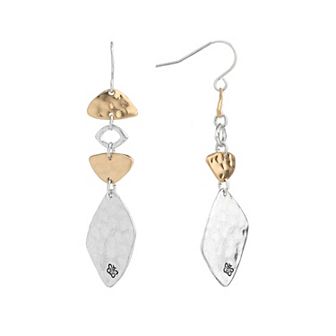 Bella Uno Worn Two-Tone Half Moon Disc Dangle Earrings