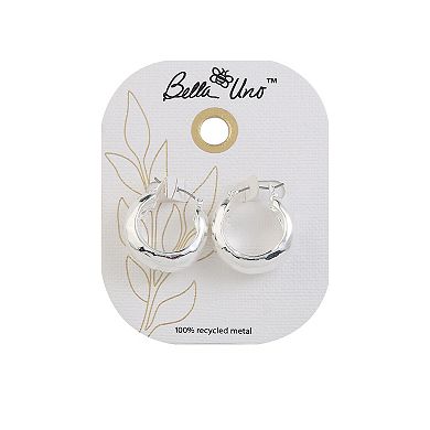 Bella Uno Worn Silver Hammered Huggie Hoop Earrings