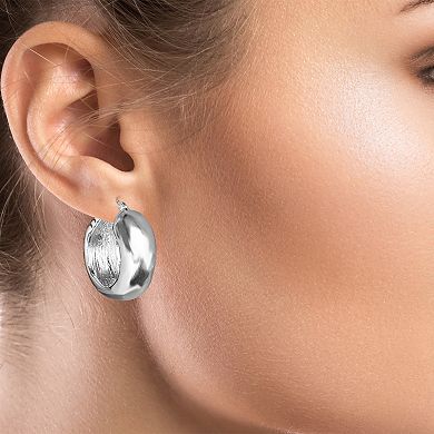 Bella Uno Worn Silver Hammered Huggie Hoop Earrings