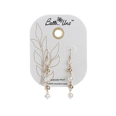 Bella Uno Worn Gold Bead & Freshwater Cultured Pearl Dangle Earrings