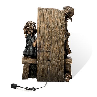 Glitzhome Outdoor Water Fountain With Led Light