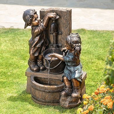 Glitzhome Outdoor Water Fountain With Led Light