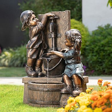 Glitzhome Outdoor Water Fountain With Led Light