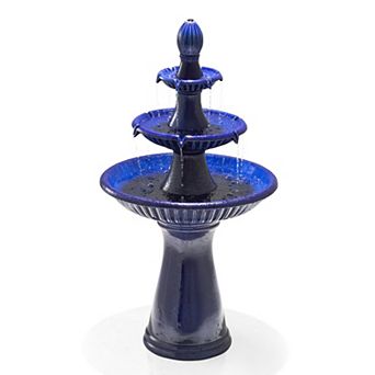 Glitzhome Three Tier Outdoor Floor Standing Fountain With Led Lights And Pump